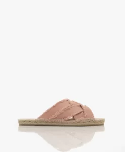 Castañer Pilita Gevlochten Jute Slippers - Rosa Empolvado