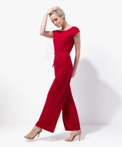 Norma Kamali Tech Jersey Drop Shoulder Jumpsuit - Rood