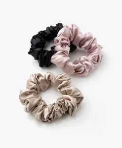 Slip™ 3-Pack Large Zijden Scrunchies - Zwart/Beige/Roze