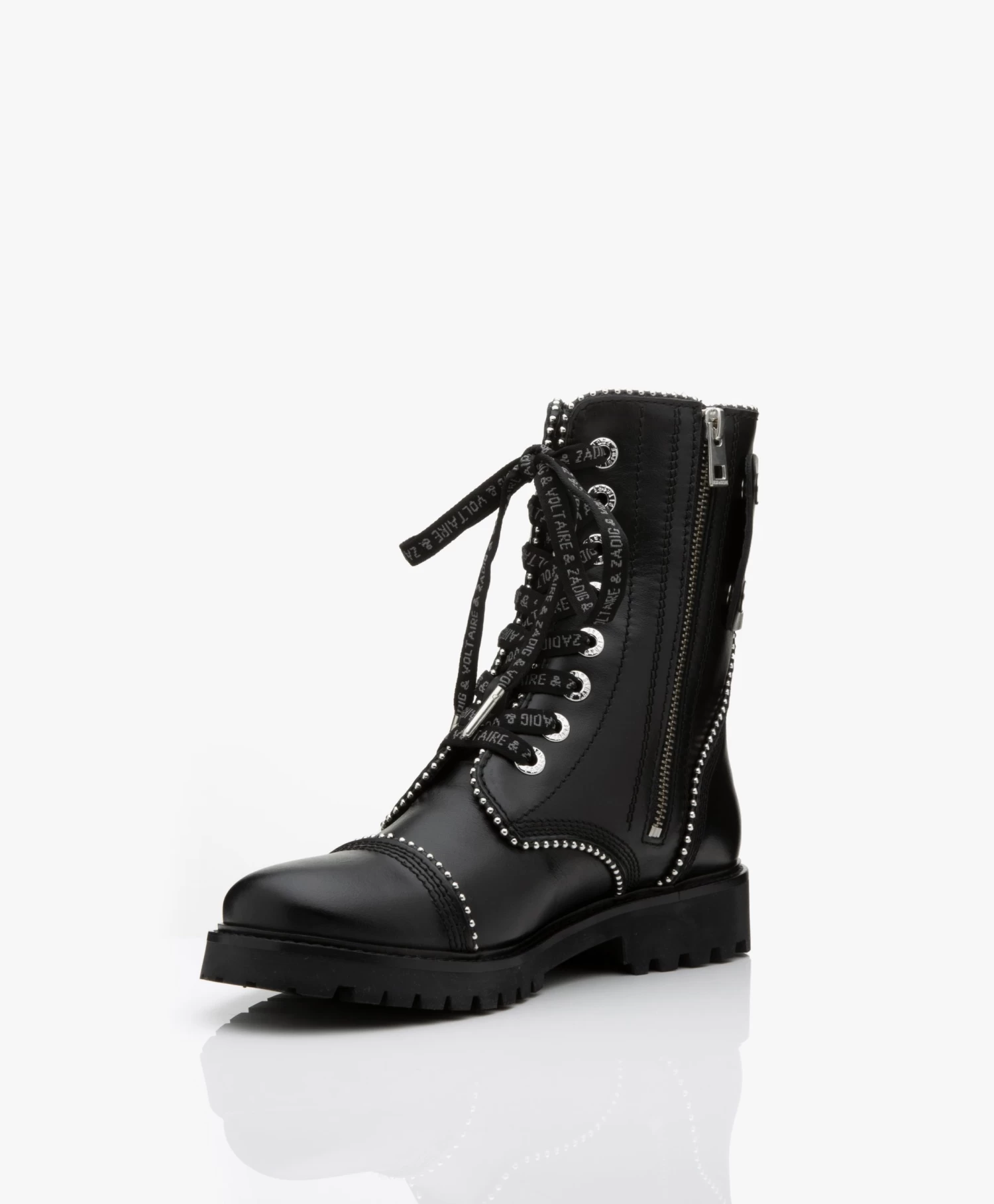 Zadig & Voltaire Joe Leren Veterlaarzen Met Studs - Zwart 11 Zadig & Voltaire Joe Leren Veterlaarzen Met Studs - Zwart - Afbeelding 11