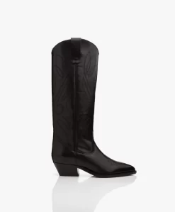 Closed Hoge Leren Cowboy Laarzen - Zwart