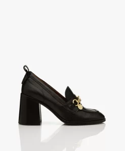 See By Chloé Aryel Leren Loafers Met Blokhak - Zwart
