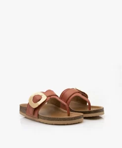 See By Chloé Chany Leren Teenslippers Met Kurkzool - Pastel Orange -Kleding Series Winkel 902d90c8 e97c 4cb3 96c1 54a1d0c59229 04 scaled