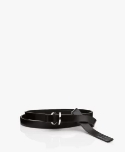 Closed Smalle Leren Doorhaalriem - Zwart