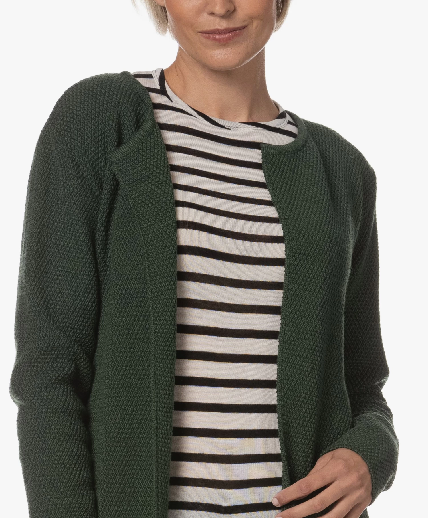 Sibin/Linnebjerg Mary Merinomix Open Vest - Army Green 7 Sibin/Linnebjerg Mary Merinomix Open Vest - Army Green - Afbeelding 7