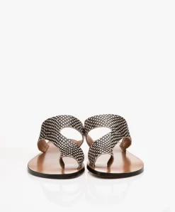 Atp Atelier Roma Snake Leren Teenslippers - Zwart/Off-White -Kleding Series Winkel ATP Atelier Roma Black White Dot 04 scaled