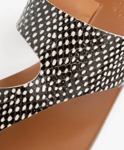 Atp Atelier Roma Snake Leren Teenslippers - Zwart/Off-White -Kleding Series Winkel ATP Atelier Roma Black White Dot 06 scaled