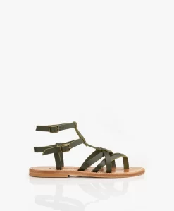 K. Jacques St. Tropez Larissa Leren Sandalen Met Studs - Kaki