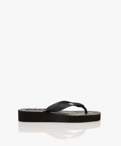 Sleepers Tapered Platform Teenslippers Van Natuurlijk Rubber - Zwart
