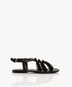 See By Chloé Kime Leren Teensandalen Met Kwastjes - Zwart