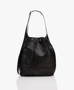 Anine Bing Alana Leren Bucket Bag - Zwart