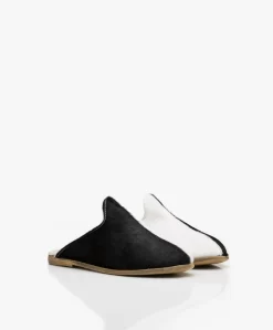 Surée Hairy Leren Two-Tone Mules - Pierrot