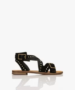 Zadig & Voltaire Cecilia Caprese Suède Leren Stud Sandalen - Zwart
