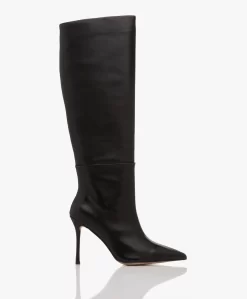 Alias Mae Boston Hoge Leren Laarzen Met Naaldhak - Zwart