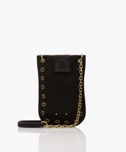 Vanessa Bruno Nubuck Leren Phone Case Tas - Zwart