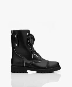 Zadig & Voltaire Joe Leren Veterlaarzen Met Studs - Zwart