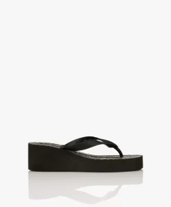 Sleepers Tapered High Platform Teenslippers Van Natuurlijk Rubber - Zwart